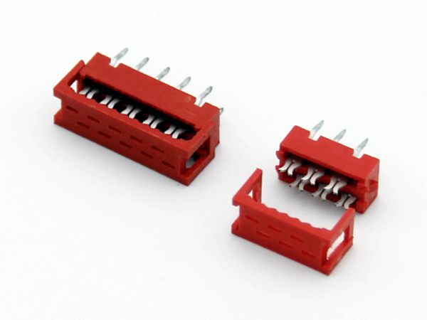 红色IDC2.54mm二件套 IDC压排线UL2651焊板式 连接器